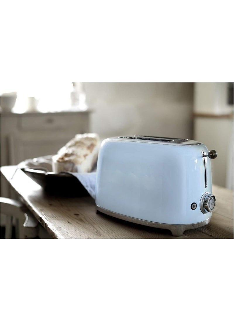 2-Slice Toaster with 6 presets and defrost function and removable crumb tray.