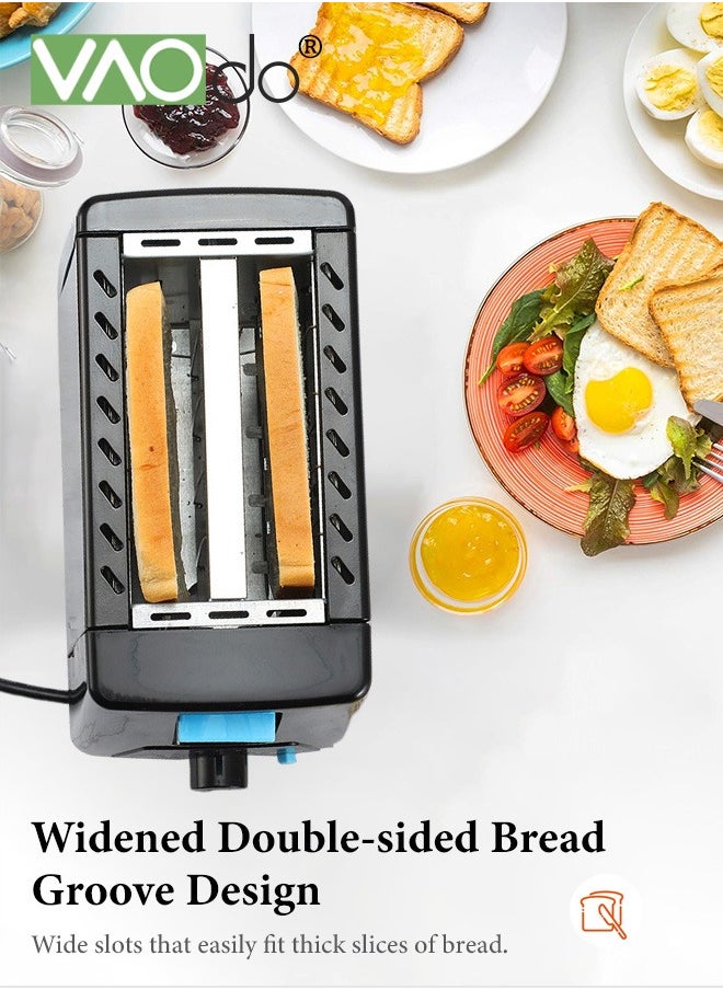 2 Slice Extra Toaster with Slide Out Crumb Tray 6 Browning Settings 650W Widened Slot Bread Maker for Bagel Toast Bread