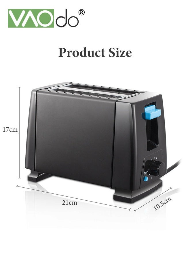 2 Slice Extra Toaster with Slide Out Crumb Tray 6 Browning Settings 650W Widened Slot Bread Maker for Bagel Toast Bread