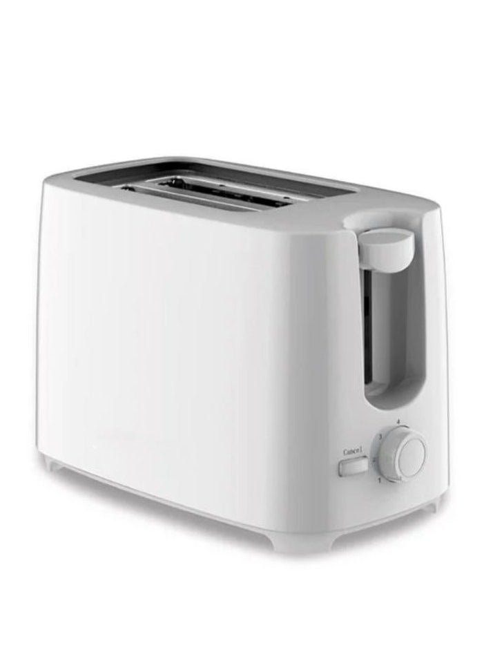 2-Slice Toaster White Stainless Steel – Compact Bread Toaster with Adjustable Browning Control, Wide Slots, Defrost, Reheat & Cancel Functions