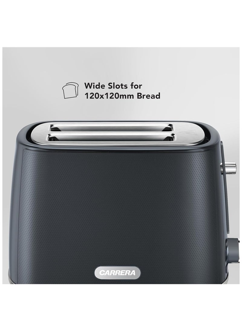 Carrera 2-Slice Toaster CRR 563– 930W, Wide Slots for 120x120mm Bread, 7 Browning Settings, Reheat/Defrost/Stop Function, Removable Crumb Tray, Automatic Shut-Off