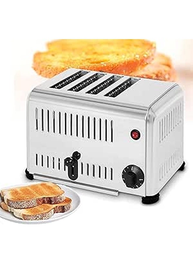 ERICAT 4 Slice Bread Toaster, Commercial 4 Slice Toaster Machine with 1-5 Min Timer and Removable Crumb Tray, 5 Browning Levels and 1800W Roasting Quickly, 2 Cm Slot, for Bread, West Toast, Muffins