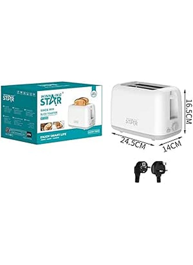 Winning Star 650-750W 2-Slice Toaster | Adjustable Browning Control with Compact Design for Easy Cleanup