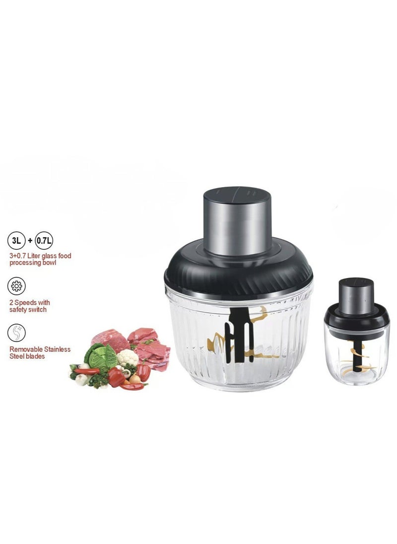 Food Processor, Chopper & Blender – 2L & 0.5L Cups, Multi-Function Kitchen Appliance for Chopping, Blending & Food Prep