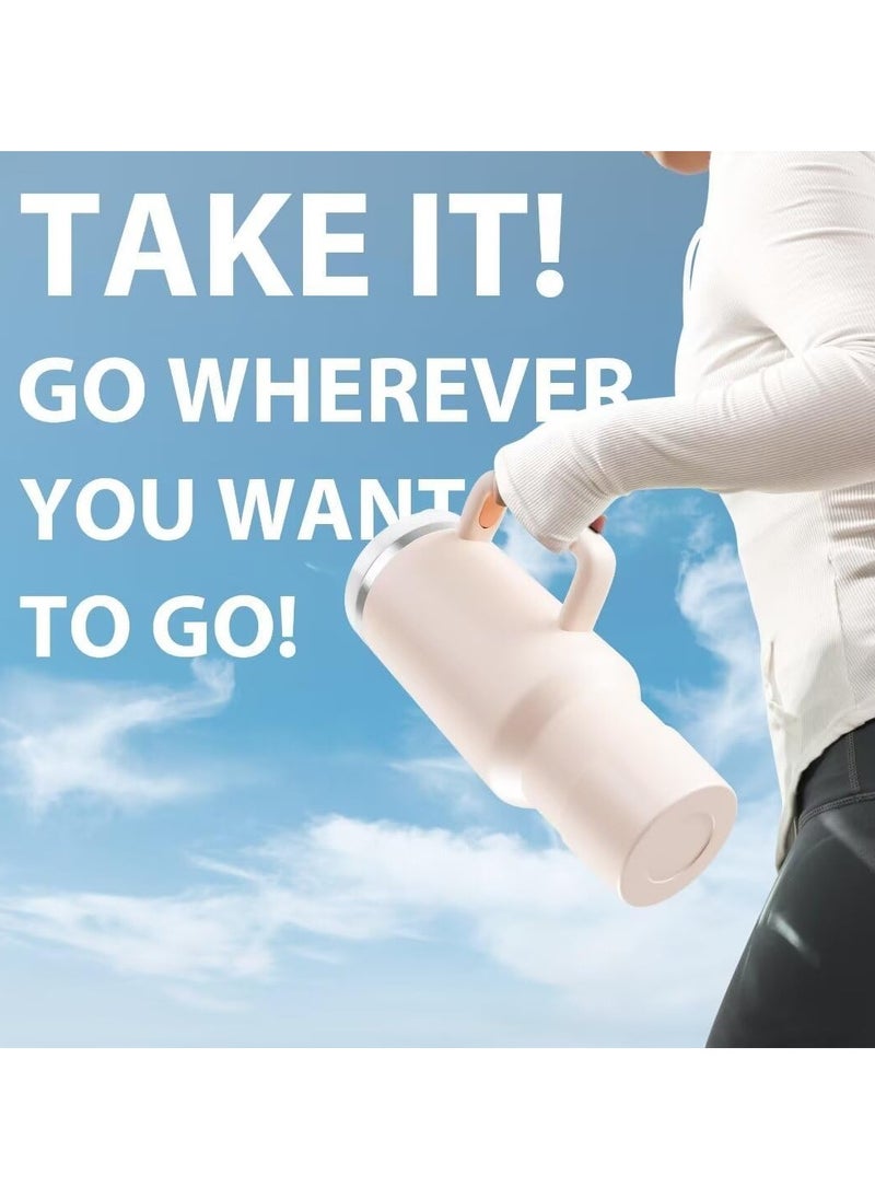 Stanley Tumbler With Handle 40 oz Travel Mug Straw Covers Cup with Lid Insulated Quencher Stainless Steel Water Iced Tea Coffee Gift HOT PINK