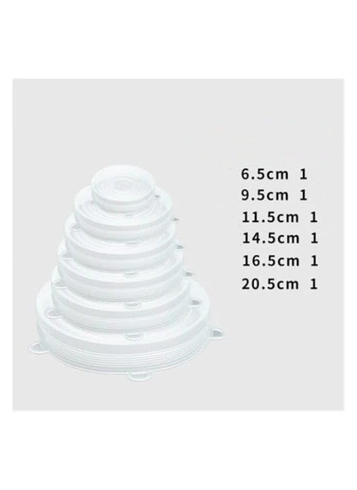 Silicone Stretch Lids 6 Pack, Suction Lid Multi Size Reusable Durable Food Storage Covers For Bowls, Cups, Pots, Food Fresh Saver Cover(White)