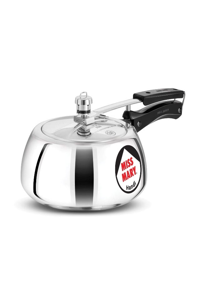 Miss Mary Aluminium Inner Lid Handi Pressure Cooker 3 Litre Silver MMH30