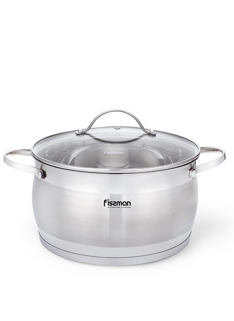 Stockpot with Glass Lid 16cm / 1.9L with Measuring Mark, Stainless Steel Stockpot Fabiana Series