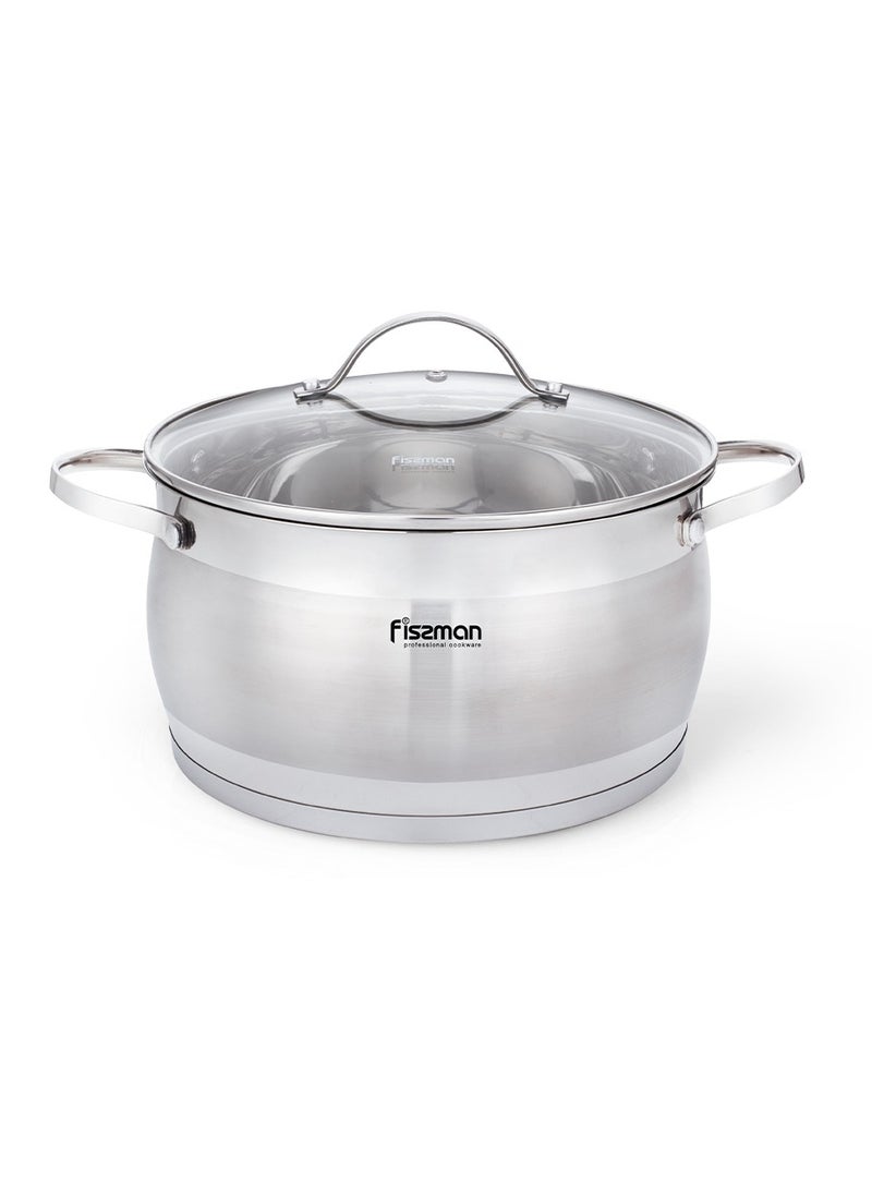 Stockpot with Glass Lid 2.6LTR with Measuring Mark, Stainless Steel Stockpot Fabiana Series