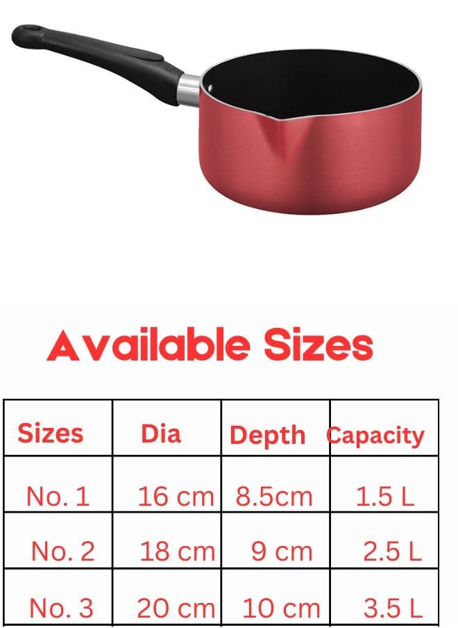 Milk Pan With Elegant Design in Pink, Milk & Sauce Pan With Non Stick Teflon Coating, Ergonomic, Stay Cool Handle, Effecient Heat Distribution For Healthy Cooking, Easy to Clean.
