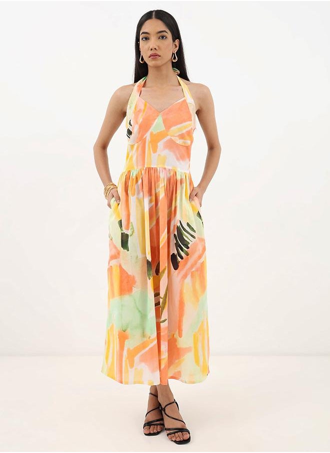 Watercolor Halter Dress