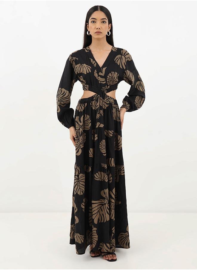 Floral Cutout Maxi Dress