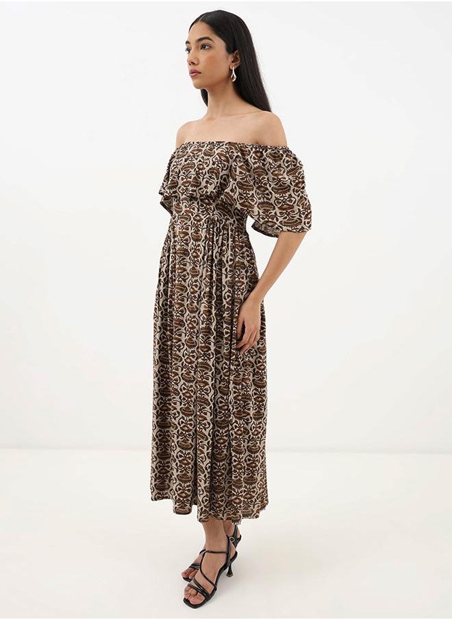 Printed Off-Shoulder Dress