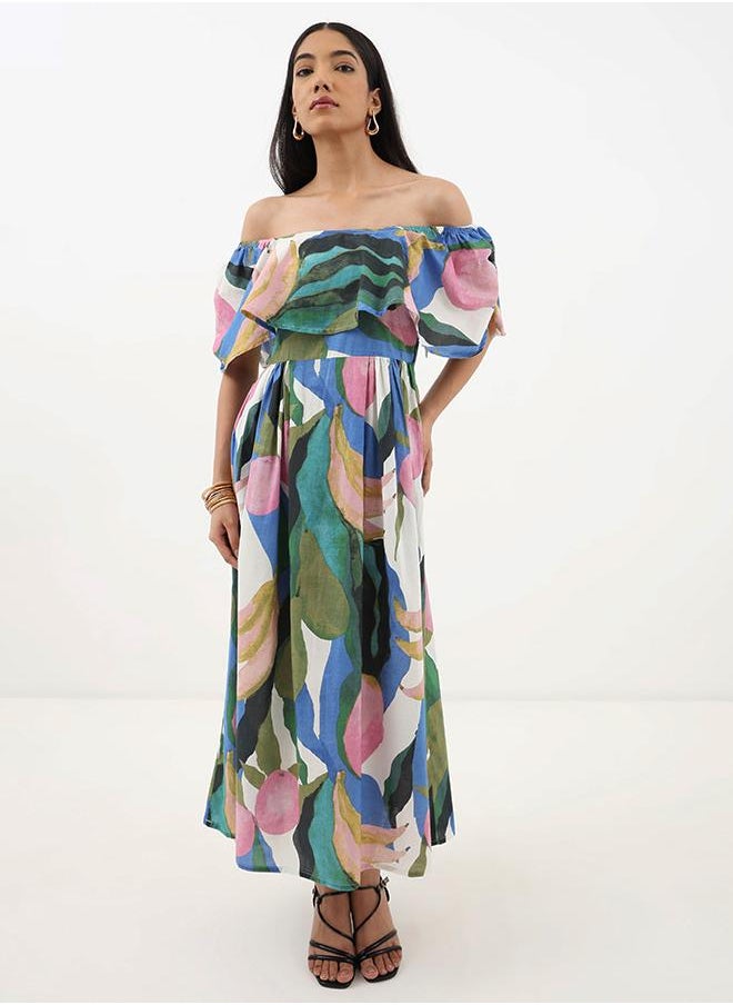 Off-Shoulder Printed Dress