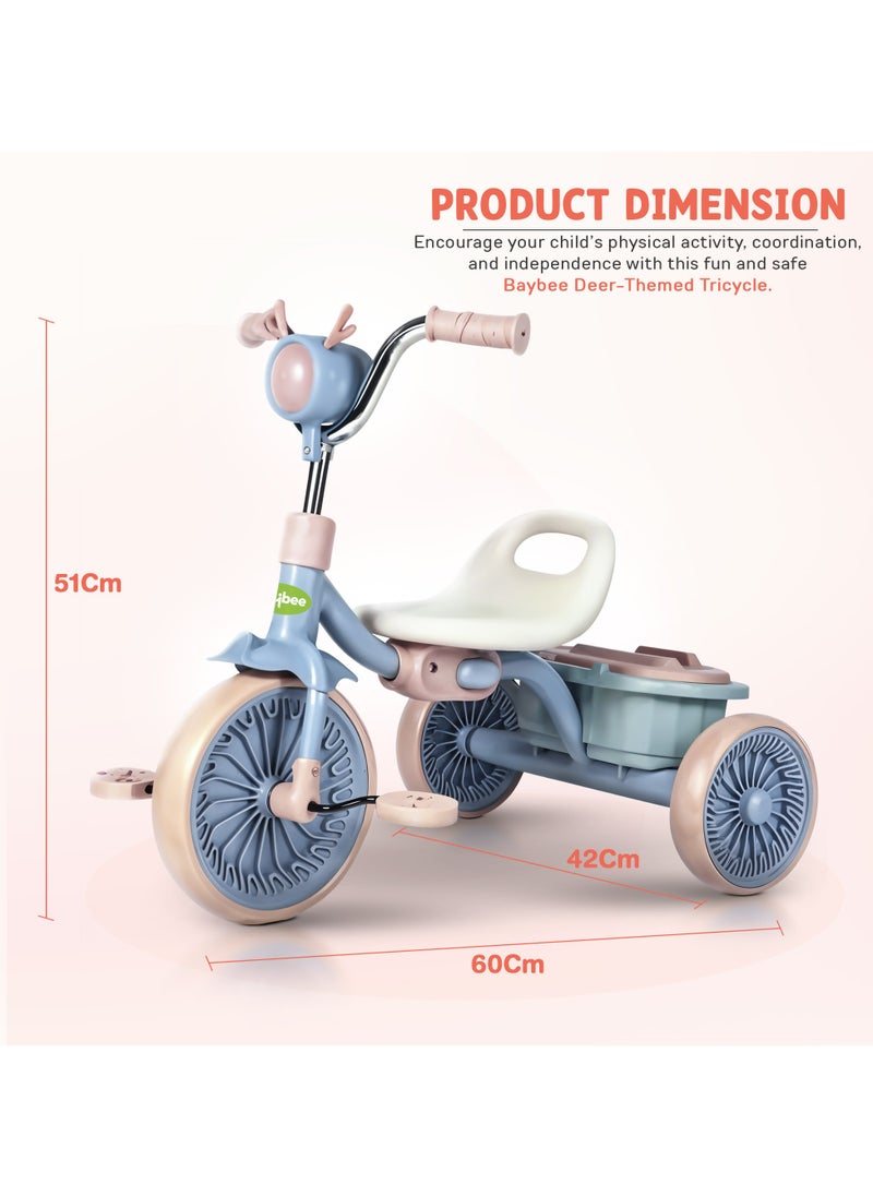 Triky Foldable Baby Tricycle for Kids, Baby Cycle with Light, Music, High Backrest & Rear Storage Basket | Kids Cycle Bike | Kids Tricycle Cyle for Kids 2 to 5 Years Boys Girls Blue