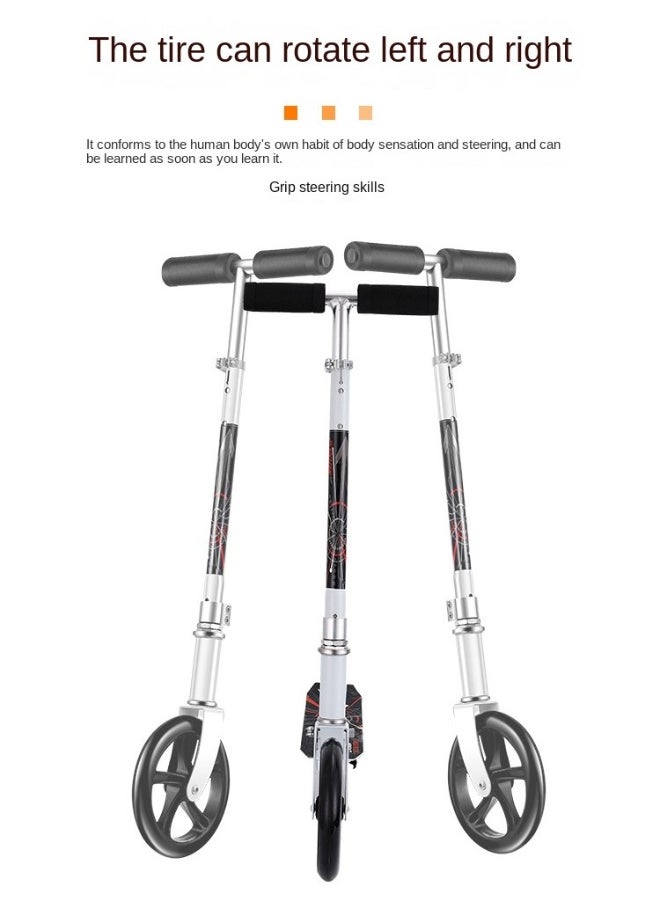 Scooters for Adults Teens Kick Scooter with Adjustable Height Dual Suspension and Shoulder Strap 8 inches Big Wheels Scooter Smooth Ride Commuter Scooter Best Gift for Kids Age 10 Up