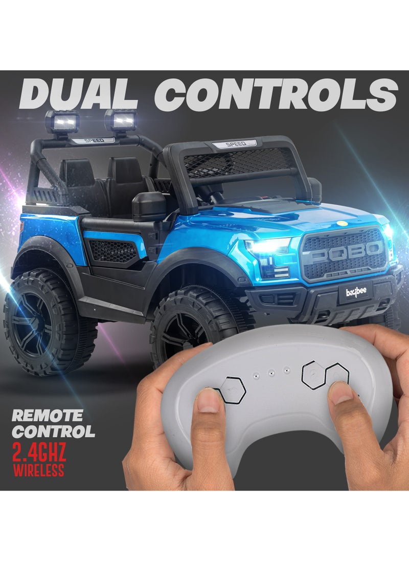 Bronco Battery Operated Jeep for Kids Rechargeable Battery Car for Kids with Music Led Light Ride On Kids Car Jeep Racing Baby Car Electric Car for Kids Children 2 to 7 Years Boy Girl Blue