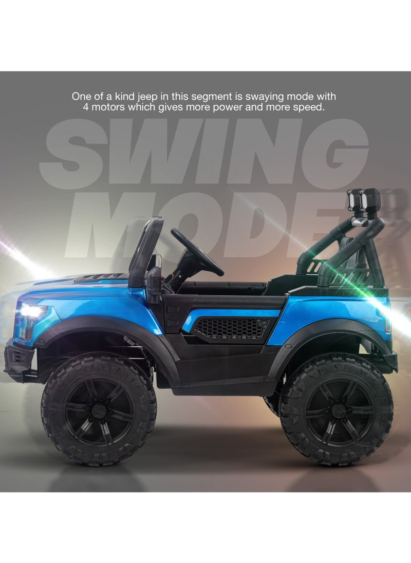 Bronco Battery Operated Jeep for Kids Rechargeable Battery Car for Kids with Music Led Light Ride On Kids Car Jeep Racing Baby Car Electric Car for Kids Children 2 to 7 Years Boy Girl Blue