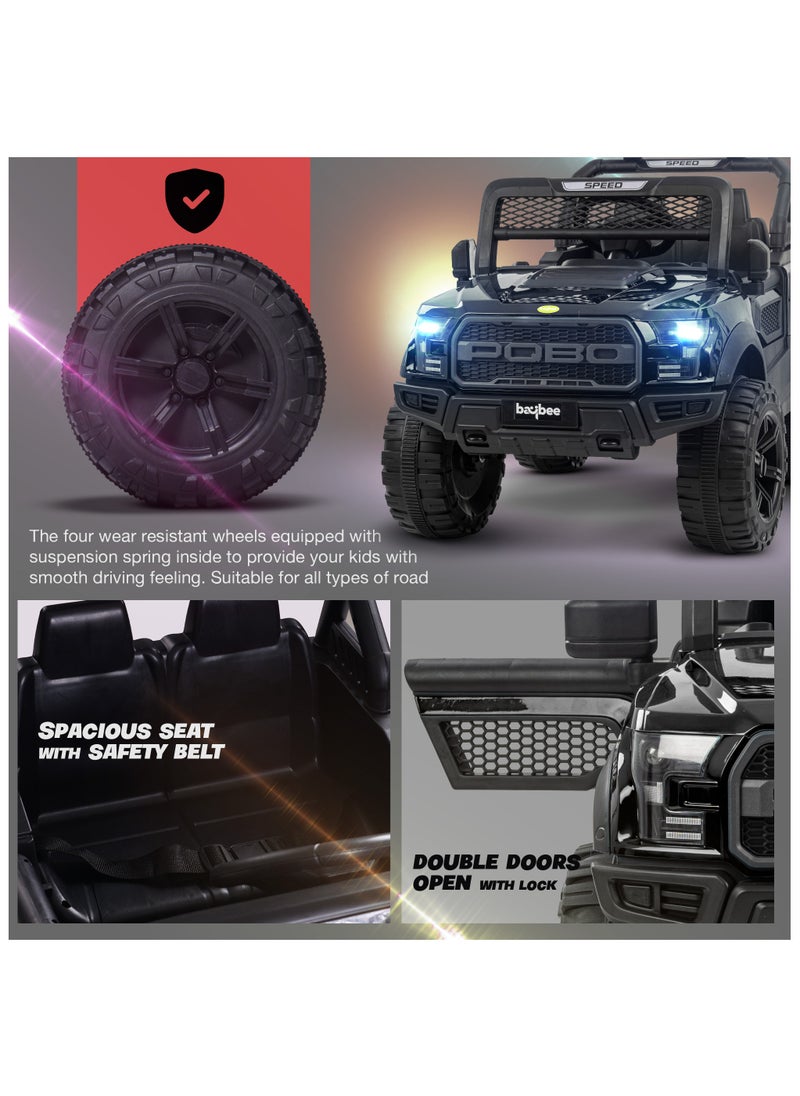 Bronco Battery Operated Jeep for Kids Rechargeable Battery Car for Kids with Music Led Light Ride On Kids Car Jeep Racing Baby Car Electric Car for Kids Children 2 to 7 Years Boy Girl Black