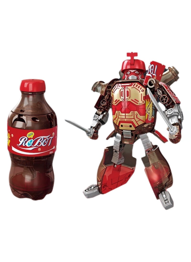 Creative Children's Boy Toy Transforms Into Soda Deformation Robot Beverage Robot Model(Red)