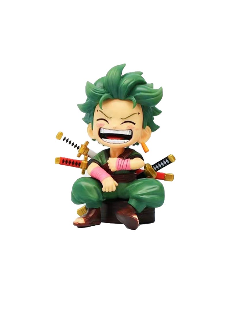 Q Version Of The Pirate Zoro Sitting Doll Figure Trendy Toy Car Ornaments Model