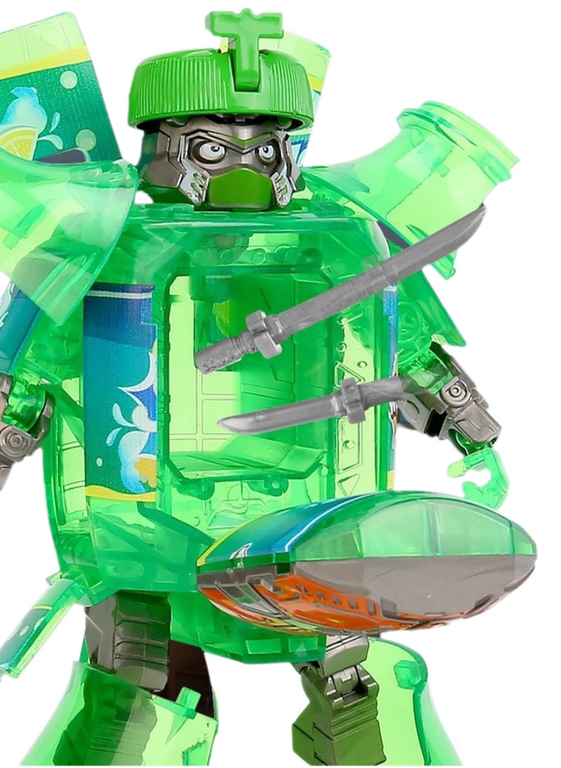 Creative Children's Boy Toy Transforms Into Soda Deformation Robot Beverage Robot Model(Green)