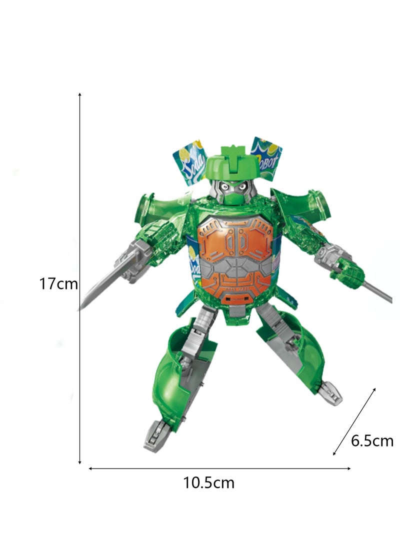 Creative Children's Boy Toy Transforms Into Soda Deformation Robot Beverage Robot Model(Green)