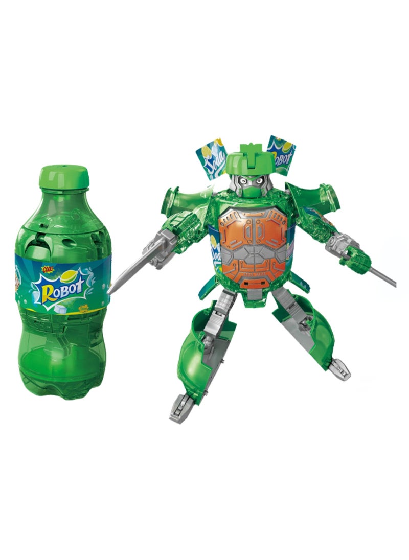 Creative Children's Boy Toy Transforms Into Soda Deformation Robot Beverage Robot Model(Green)