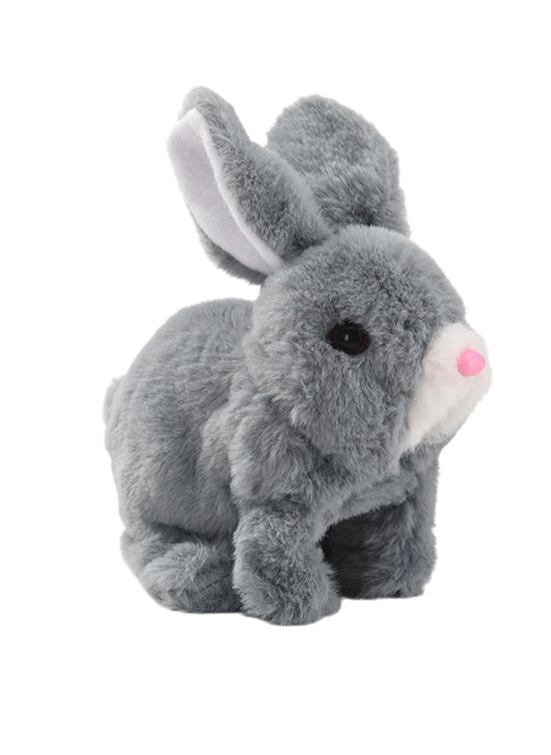 Gray Rabbit Robot Electronic Plush Stuffed Interactive Animal Touch Control, Electronic Pet, Robot Toy, Animation Toy, Suitable For Kids Baby