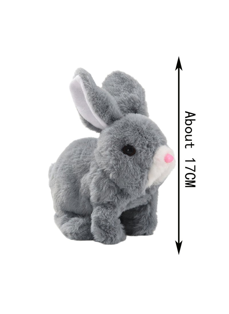 Gray Rabbit Robot Electronic Plush Stuffed Interactive Animal Touch Control, Electronic Pet, Robot Toy, Animation Toy, Suitable For Kids Baby