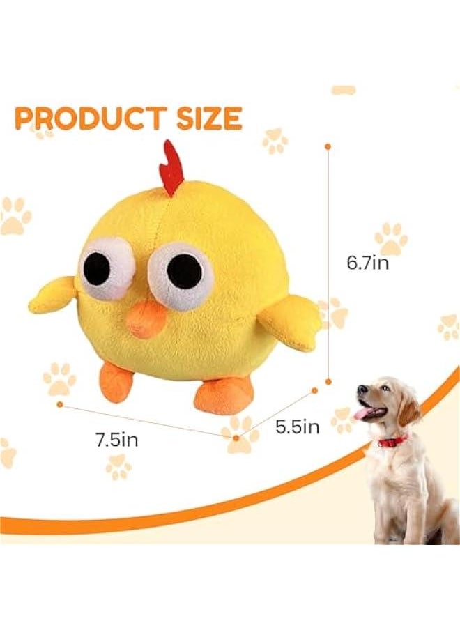 Active Moving Pet Plush Toy, Smart Interactive Dog Toy Pet Bouncing Balls, USB Rechargeable Washable Cartoon Chick Plush Squeaky Chick Dog Toy for Dog Puppy and Cats (Yellow Chick)