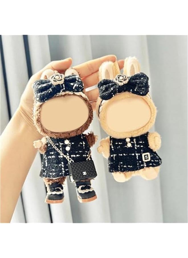 Labubu Clothes - Clothes for Labubu Outfit,Chic Style Set for 17cm Labubu Dolls,17cm Doll Clothes Suitable for 17cm labubu Dolls Accessories，Shoes + 1 Clothes + 1 Bag + 1 Hairband(Style A)