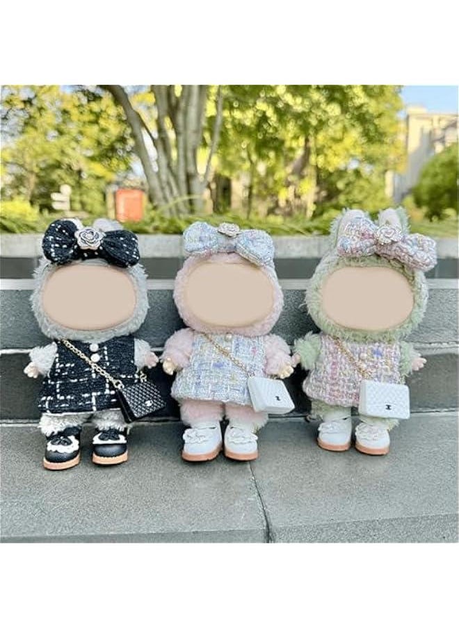 Labubu Clothes - Clothes for Labubu Outfit,Chic Style Set for 17cm Labubu Dolls,17cm Doll Clothes Suitable for 17cm labubu Dolls Accessories，Shoes + 1 Clothes + 1 Bag + 1 Hairband(Style A)