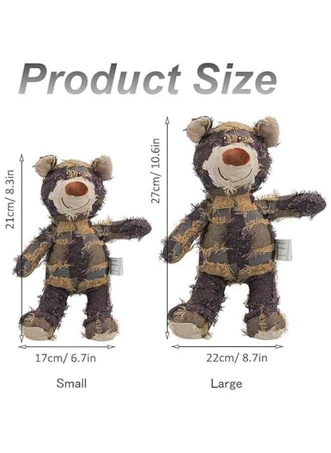 Squeaky Plush Bear Toy for Dog, 2024 Indestructible Robust Bear Dog Toys to Keep Them Busy Plush Dog Toy Dog Companion for Heavy Chewers Dog Squeak Chew Toy for Dogs Cats (Brown, Small)