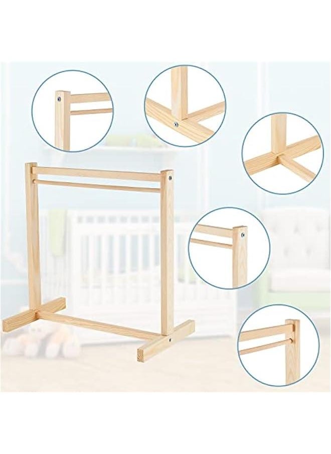 11 Pcs Doll Garment Rack with Wooden Clothes Hanger for 18 Inch Girl Doll Clothes Mini Hangers Wardrobe Furniture Accessories for Dollhouse Baby Shower Supplies