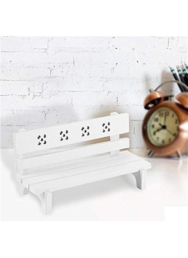 1/12 Scale Dollhouse Wooden Park Bench Simulation Miniature Furniture Chair Park Seat Mini Dollhouses Landscape Art DIY Craft Ornament Fairy Garden Decor Doll Toys Accessories (White)