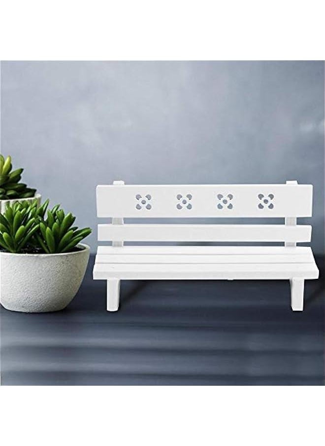 1/12 Scale Dollhouse Wooden Park Bench Simulation Miniature Furniture Chair Park Seat Mini Dollhouses Landscape Art DIY Craft Ornament Fairy Garden Decor Doll Toys Accessories (White)