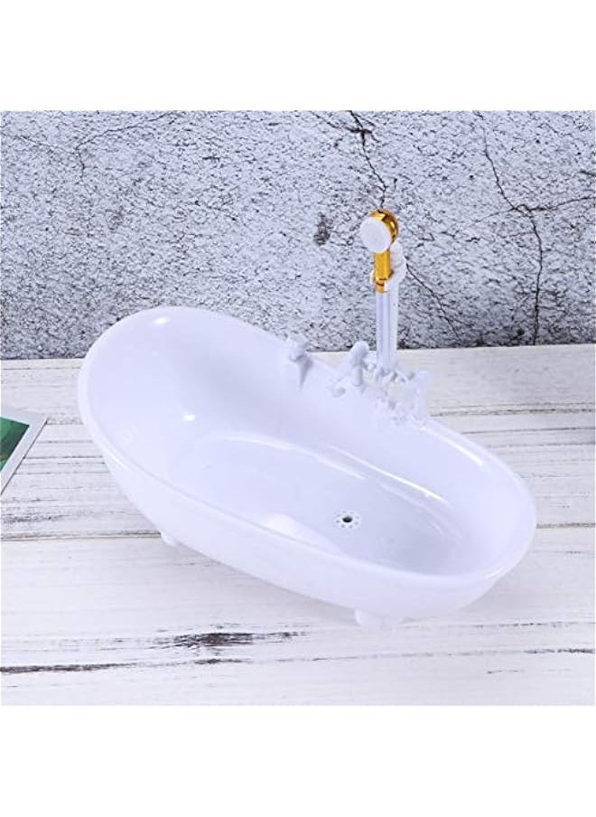 Doll Bathroom Set Electric Doll Bathtub Doll House Furnisher Wood Mini Doll Bathtub Miniature Bathtub White Miniature Dollhouse Doll Playsets