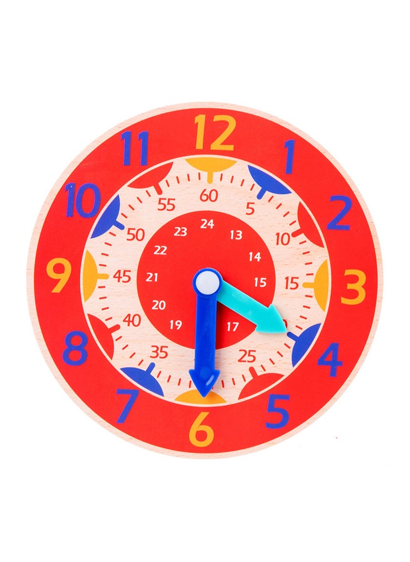 Big Red Wooden Cognitive Clock Improves Observation Teaching Clock Educational Toy Suitable For 4 To 6 Years Old Children Clock