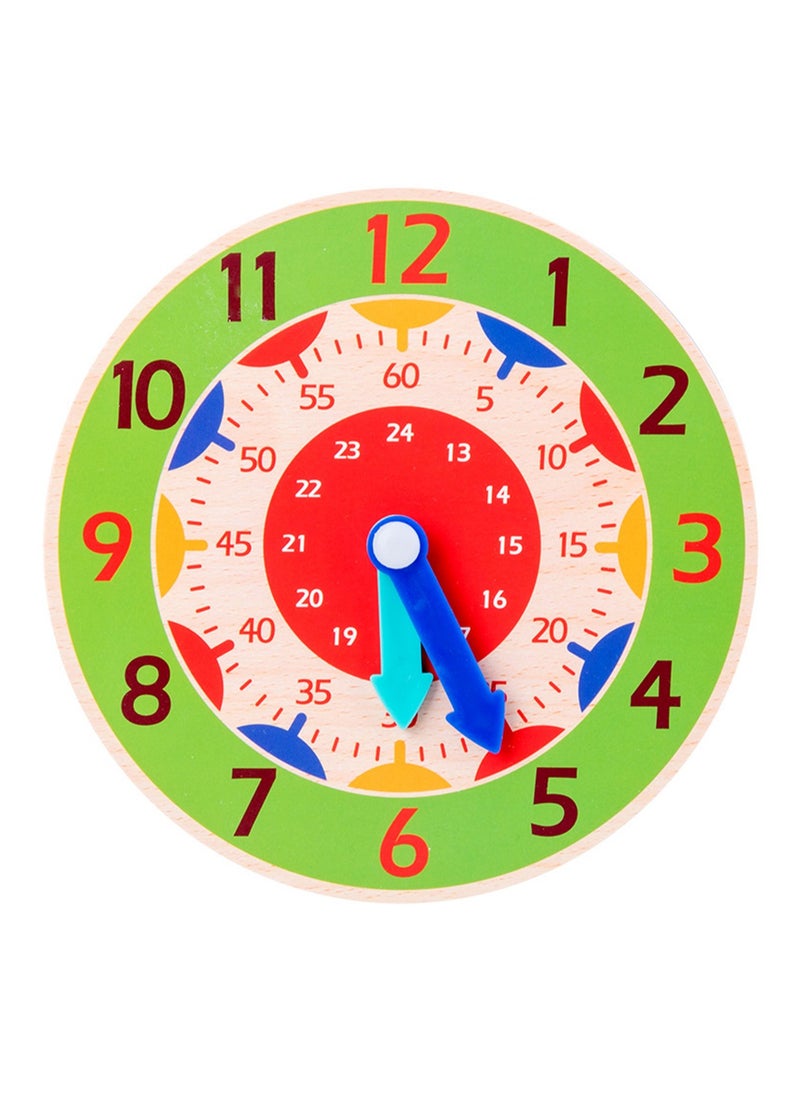 Green Wooden Cognitive Clock Improves Observation Teaching Clock Educational Toys Suitable For 4 To 6 Years Old Children Clock