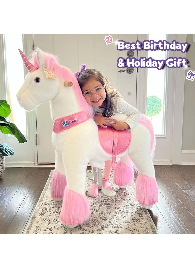 Official Licensed Kids Riding Horse Toy With Brake No Battery No Electricity Indoor and Outdoor best Gift for Kids 4 to 8 years - Medium Unicorn