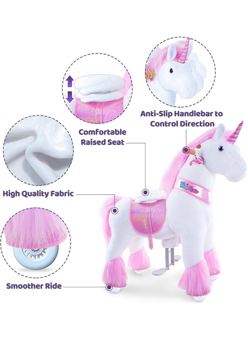 Official Licensed Kids Riding Horse Toy With Brake No Battery No Electricity Indoor and Outdoor best Gift for Kids 4 to 8 years - Medium Unicorn