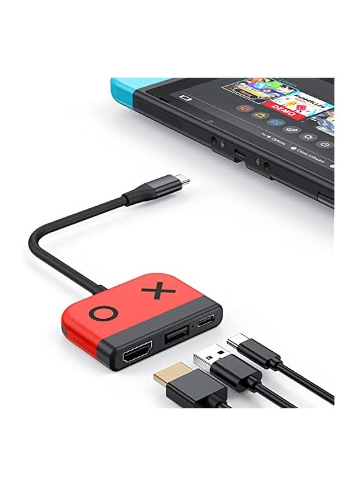 Switch Dock for Nintendo Switch OLED, 3 in 1 Switch TV Adapter with 4K HDMI, USB 3.0 Port, Type C 100W Charging, Portable Switch Docking Station Travel, for Galaxy Dex S24, MacBook