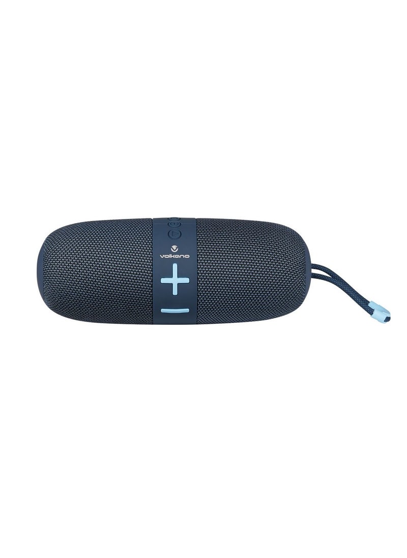 Volkano Flow Series Portable Bluetooth Speaker With Ipx5 Waterproof-Blue