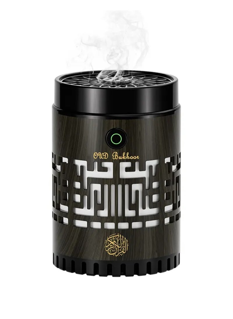SQ-309 Quran Speaker & Mini Incense Burner Bakhoor Remote & App Control With Multicolor Changing Bluetooth Speaker Night Light With 15 Languages Quran Speaker Bukhoor Burner 8GB Space Natural Wood