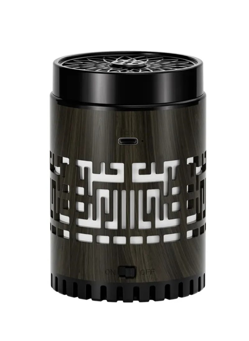 SQ-309 Quran Speaker & Mini Incense Burner Bakhoor Remote & App Control With Multicolor Changing Bluetooth Speaker Night Light With 15 Languages Quran Speaker Bukhoor Burner 8GB Space Natural Wood