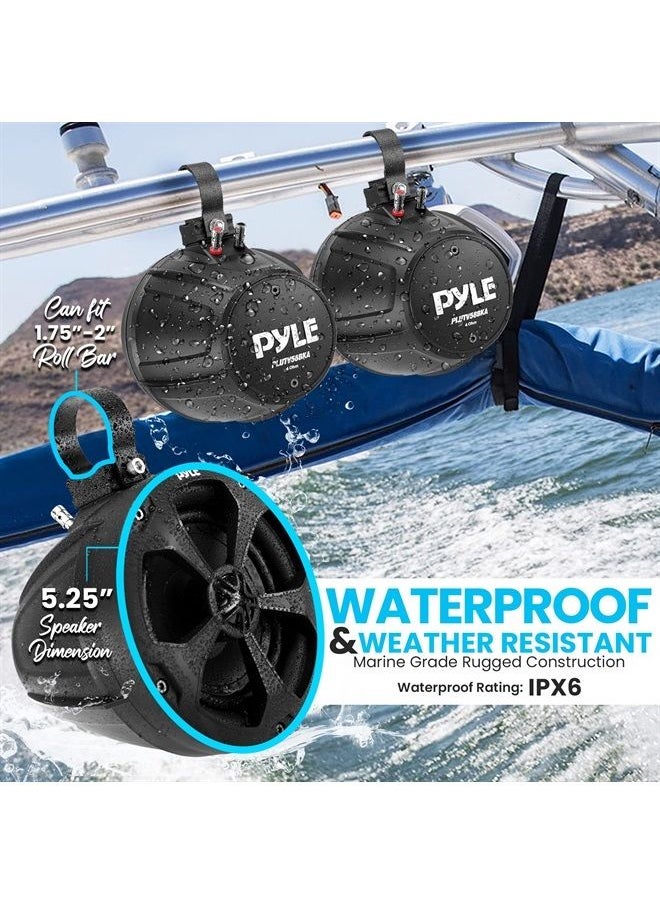 5.25'' Waterproof Off-Road Speakers, Marine Speakers, Rated Amplifier, Wireless Bluetooth Audio Controller ATV, UTV, 4x4, Jeep, Wired RCA, for Boat Stereo Speaker