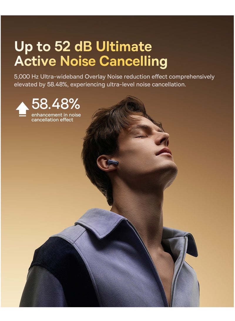 Bowie M2s Ultra True Wireless Earbuds with Hybrid Active Noise Cancellation -52dB, 4-Mic Environmental Noise Reduction, Ultra-Low Latency 0.06s for Gaming, Bluetooth 5.4, Fast Charging, 7H Playback (30H with Case), Touchscreen Charging Case, Hi-Fi Stereo Sound, Hi-Res Audio, Comfortable Fit, Voice Assistant (Black) Cosmic Black
