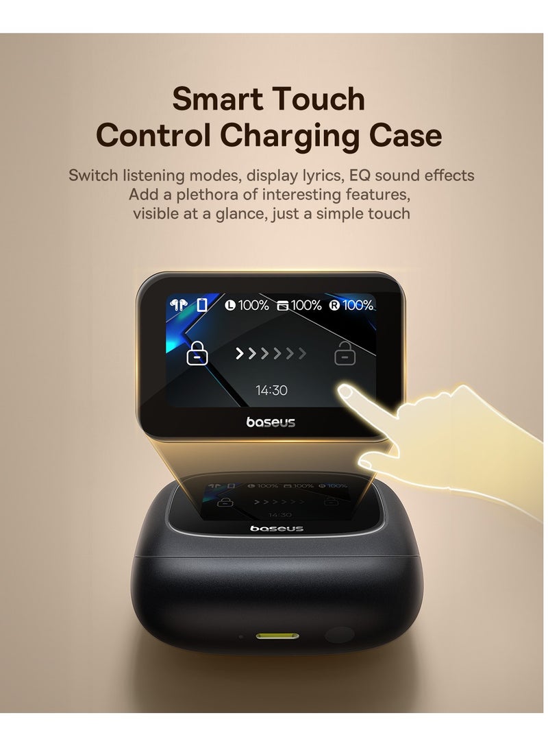 Bowie M2s Ultra True Wireless Earbuds with Hybrid Active Noise Cancellation -52dB, 4-Mic Environmental Noise Reduction, Ultra-Low Latency 0.06s for Gaming, Bluetooth 5.4, Fast Charging, 7H Playback (30H with Case), Touchscreen Charging Case, Hi-Fi Stereo Sound, Hi-Res Audio, Comfortable Fit, Voice Assistant (Black) Cosmic Black