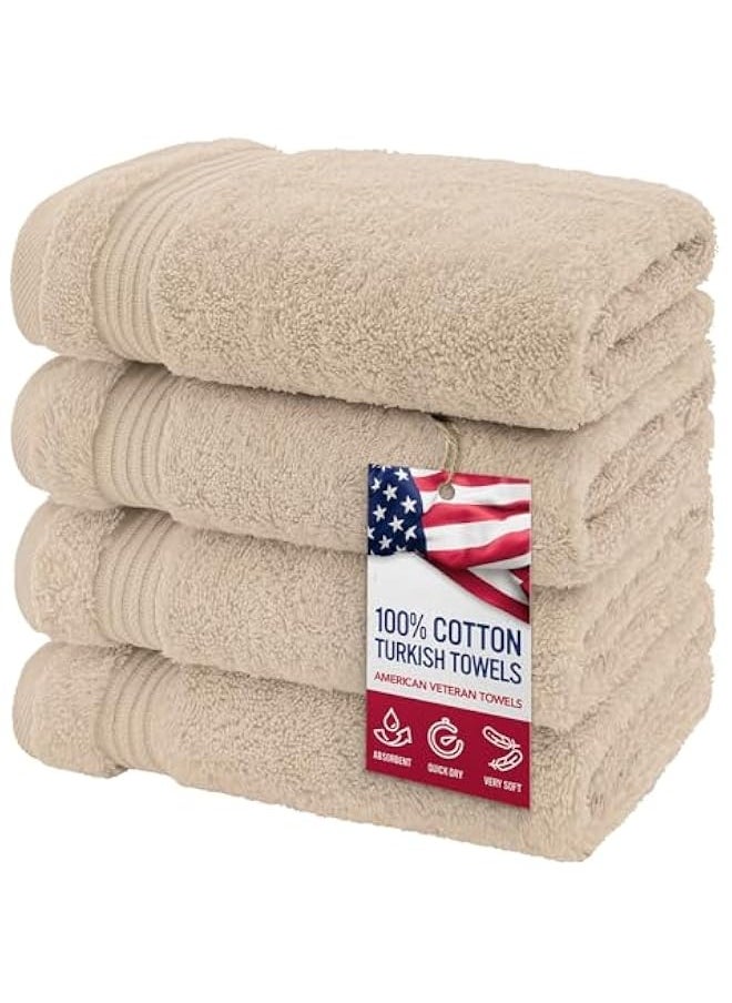 Hand Towels for Bathroom Set of 4, 100% Cotton Turkish Hand Towel Sets Clearance Prime, Soft Drying Hand Face Towels, Beige Hand Towels